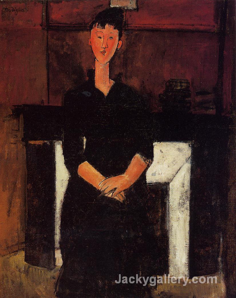 Woman Seated in front of a Fireplace by Amedeo Modigliani paintings reproduction